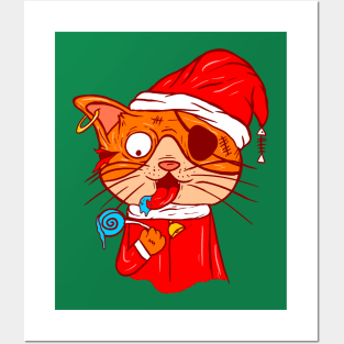 Melting Cat Christmas Posters and Art